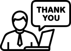 Businessman uses laptop to send thank you message on display screen expressing appreciation and gratitude in a digital business presentation using technology concept as Businessma Clean vector