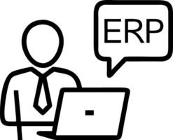 Businessman using a computer to document management for ERP enterprise resource planning concept concept as Businessman managing documents on computer using ERP system for enterpri Clean vector