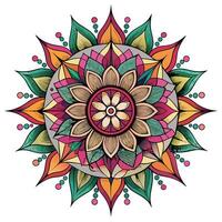 a colorful flower design with leaves and flowers white background vector