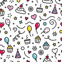 seamless pattern with birthday party elements white background vector