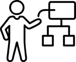 businessman show diagram algorithm flow organigram and hierarchy scheme design workflow automation with flowcharts model structure digital and data management and Business proces Clean vector