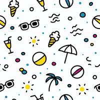 seamless pattern with summer icons white background vector