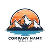 mountain landscape with water and mountains white background vector