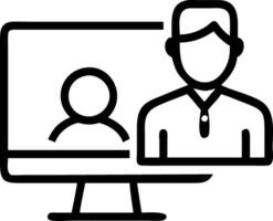 Businessman hosts webinar on computer for online education providing online courses and e learning programs through the internet concept as Businessman hosts webinar on computer fo Clean vector