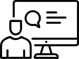 Businessman hosting webinar on computer for online education providing online courses and e learning programs through the internet concept as Businessman hosts webinar on computer Clean vector