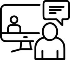 Businessman conducts webinar on computer for online education offering online courses and e learning programs via the internet concept as Businessman hosts webinar on computer for Clean vector