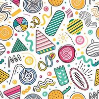 seamless pattern colorful objects, and shapes white background vector