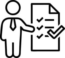 Businessman checks document steps with checkboxes ensuring regulations practices policies rules terms and conditions and corporate governance documents are followed concept as Bus Clean vector
