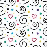 a pattern with hearts and swirls on a white background white background vector