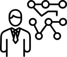 Businessman analyze and visualize complex information on a virtual screen using AI to process data Big data technology and data science Data flow Digital neural network Artific Clean vector