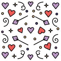 a pattern with hearts and arrows on white background vector