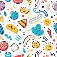 seamless pattern with colorful objects shapes white, background vector
