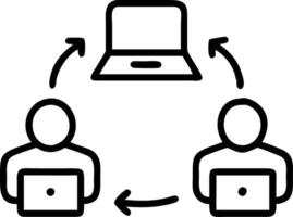Business team using laptop and tablet for online meeting conference in workplace office Digital technology innovation remote work collaboration concept concept as A team of profes Clean vector