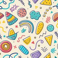 seamless pattern with colorful objects,, shapes white background vector