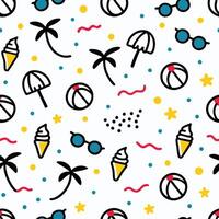 seamless pattern with beach and palm trees white background vector