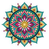 a colorful mandala design with flower in the center white background vector