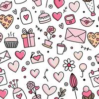 a pattern of hearts and other items white background vector