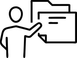 Business manager pointing to document database system for online record keeping digital file storage and management solutions concept as Highlights workplace efficiency and organi Clean vector