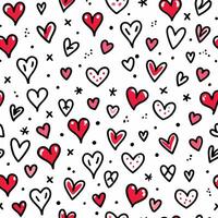 seamless pattern with red hearts and stars vector