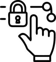 Business hand clicks virtual screen to the icon security on the virtual display to data protection cyber security privacy business internet and networking technology concept concep Clean vector
