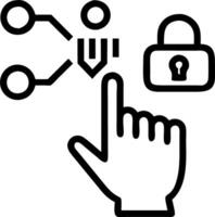 Business hand clicks security icon on virtual screen representing data protection cyber security privacy business internet networking and technology concepts concept as Business ha Clean Set 2 vector