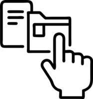 Business hand clicks virtual screen to document management online documentation database and digital file storage systemsoftware records keeping database technology file access do Clean vector