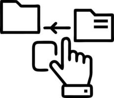 Business hand clicks digital interface for document management online database file sharing and records storage system optimization concept as Scene highlights streamlined file wo Clean vector