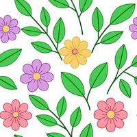 Bright spring nature seamless pattern with bold blooms and green leaf backgrounds for lively garden projects concept as Bright spring floral pattern featuring bold blooms and lush Clean Set 4 vector
