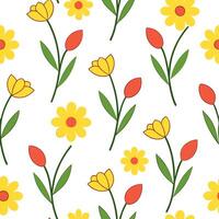 Bright spring sunshine seamless pattern with golden light and vivid flowers for a cheerful vibrant spring design concept as Vivid spring sunshine pattern with golden light and brig Clean Set 2 vector