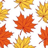 Bright autumn leaves seamless pattern with vivid orange red and yellow leaves for a bold autumn atmosphere concept as Bold autumn leaves pattern with vivid orange red and yellow to Clean Set 2 vector