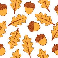 Autumn seamless pattern with acorns oak leaves and warm autumn colors for a natural woodland design concept as Woodland autumn pattern with acorns oak leaves and warm colors perfec Clean Set 2 vector