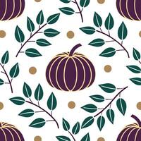Autumn seamless pattern with deep purple gold and green tones for an elegant harvest inspired look concept as Elegant autumn pattern with purple gold and green tones perfect for a Clean Set 2 vector