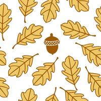 Autumn harvest seamless pattern with golden leaves and acorn clusters for an elegant seasonal design concept as Elegant autumn harvest pattern featuring golden leaves and acorn clu Clean Set 2 vector