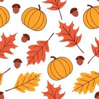 Autumn foliage seamless tile pattern with falling leaves cozy tones and pumpkin spice vibes concept as Falling autumn leaves warm colors and cozy seasonal accents create a seamless Clean vector