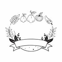 Autumn Garland Border with Gourds and Give Thanks Wording concept as A beautifully designed border frame featuring an autumn garland made of gourds leaves and berries The words Gi Clean vector