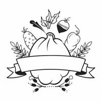 Autumn Garland Border with Gourds and Thanksgiving Blessings Wording concept as A beautifully designed border frame featuring an autumn garland made of gourds leaves and berries T Clean vector