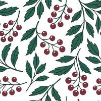 Autumn berries and vines seamless tile pattern with deep reds and vibrant greens concept as Deep red berries and vibrant green vines create an autumn berries and vines seamless til Clean vector