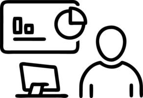 Analyst Works on Personal Computer Showing business analytics dashboard with charts metrics and KPI to analyze performance and create insight reports for operations management Dat Clean vector