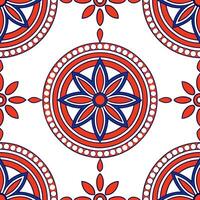 African Maasai beaded patterns and vibrant colors seamless tile pattern with bold reds and blues for cultural decor concept as Bold red and blue Maasai beaded patterns arranged sea Clean Set 2 vector