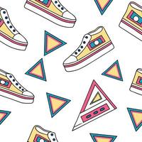Abstract retro polygon seamless pattern bright hues on white background suitable for stationery concept as Designing abstract seamless pattern with retro polygon shapes in bright h Clean Set 5 vector