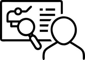 A person examines AI ethics on a virtual screen using a magnifying glass highlighting compliance regulation and business responsibility concept as Individual scrutinizes AI ethics Clean vector