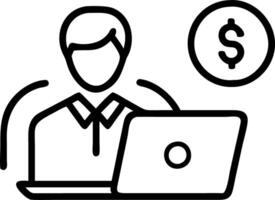 A businessman uses a laptop displaying an identity verification symbol representing KYC to enhance financial security and access personal financial data with biometric security co Clean vector