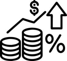 A businessman stacks coins with an up arrow and percentage symbol symbolizing financial growth increased interest rates and investment dividends from business growth concept as Bu Clean vector