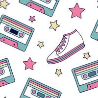 80s vaporwave seamless tile pattern with neon retro illustrations nostalgic synthwave elements concept as Seamless vaporwave tile patterns featuring neon gradients gridlines and 80 Clean vector