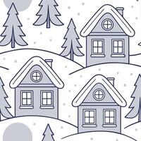 Winter whites seamless pattern with snowflakes frosted trees and soft snow for a serene peaceful winter design concept as Serene winter whites pattern with snowflakes frosted trees Cleans Set 3 vector