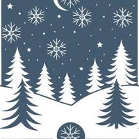 Winter whites seamless pattern with pine trees soft snowflakes and bright stars for a calm winter night sky concept as Calm winter night pattern with pine trees soft snowflakes and Cleans vector