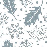 Winter whites seamless pattern with frost covered leaves snowflakes and icy textures for a delicate cold season feel concept as Delicate winter whites pattern with frost covered le Cleans vector