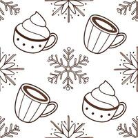Winter warmth seamless tile pattern with hot cocoa and snowflakes for cozy kitchen decor concept as Hot cocoa and snowflakes arranged seamlessly to create cozy and warm winter kitc Clean Set 7 vector