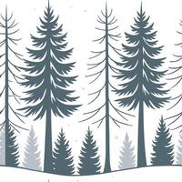 Winter trees seamless pattern with tall pine trees and light snow for a serene winter forest scene concept as Serene winter trees pattern with pine trees and light snow ideal for a Cleans Set 3 vector