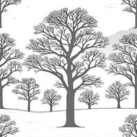 Winter trees seamless pattern with towering oak trees and light snow for a majestic winter woodland design concept as Majestic winter trees pattern with towering oak trees and ligh Cleans vector
